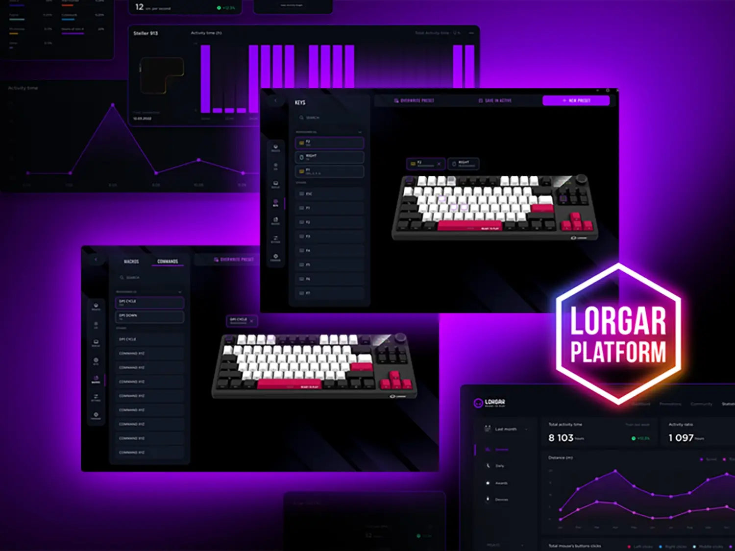 LORGAR KBP70TKLW Wireless TKL Mechanical Gaming Keyboard Pro – Black/Red (EN Layout)