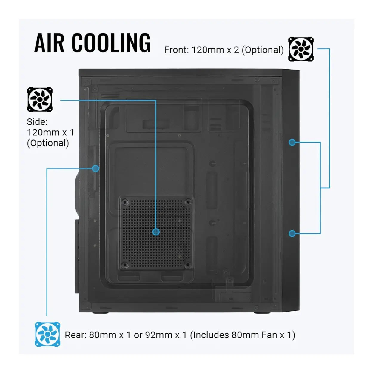 RCT Mid ATX Mid-Tower Case with DVD Drive Slot - Black