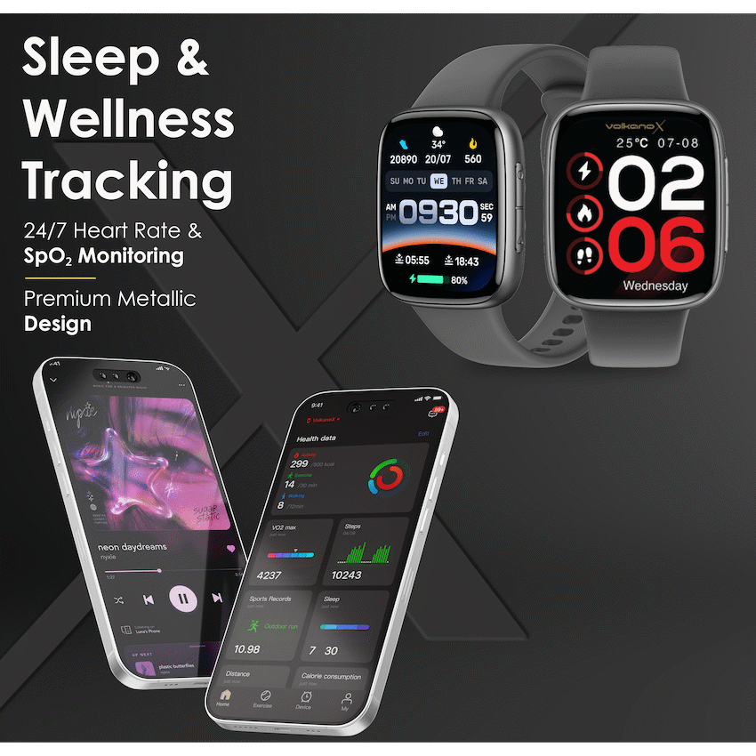 VolkanoX Solaris Series Fitness Smartwatch - Black
