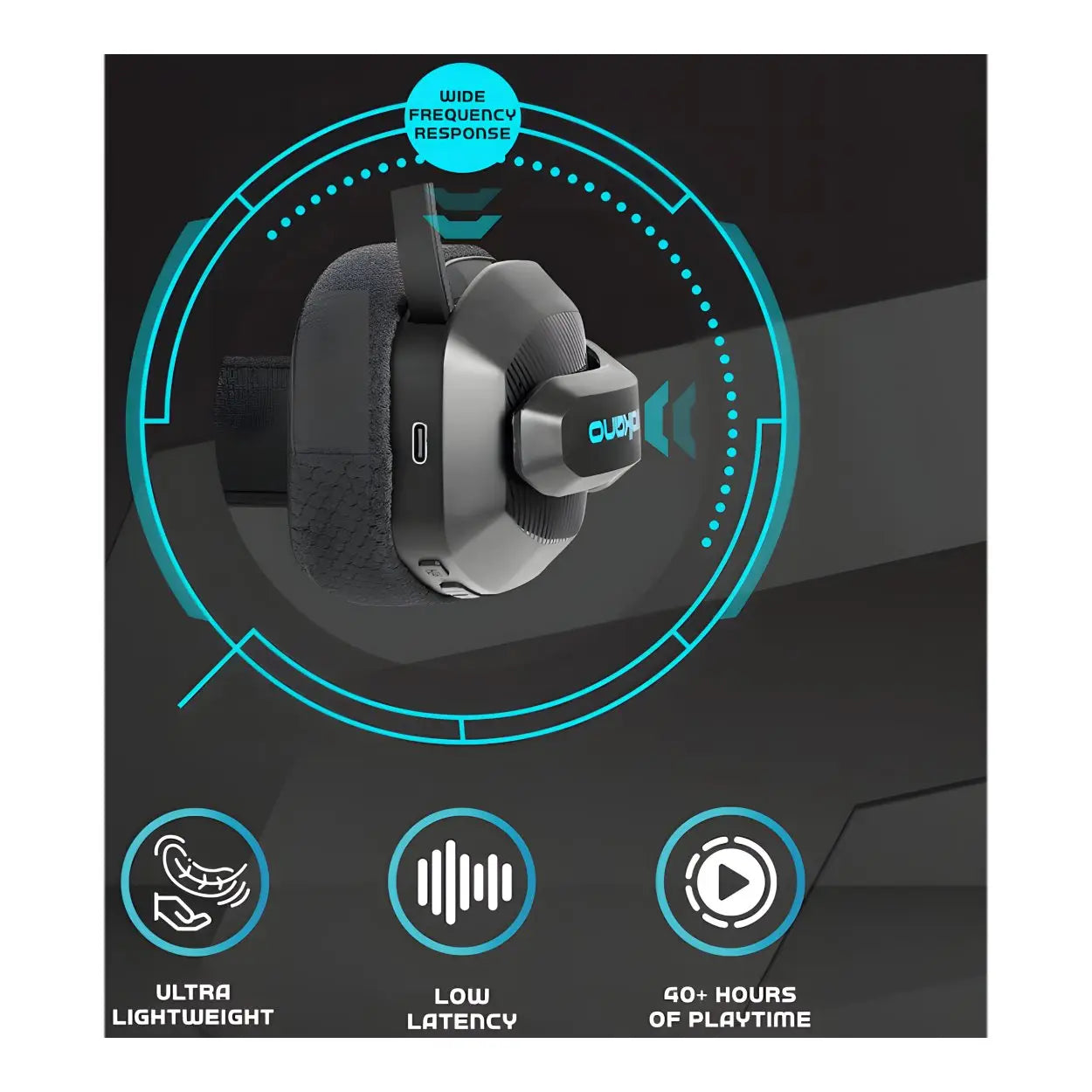 Volkano gaming Eclipse X1 Tri-mode Ultra Lightweight Gaming Headphones - Black