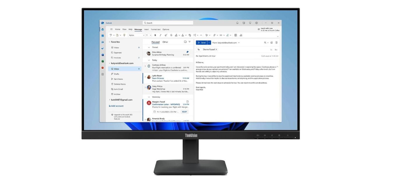 Lenovo Think Vision 23.8-inch 1920 x 1080p FHD 16:9 100Hz 4ms WLED IPS Monitor