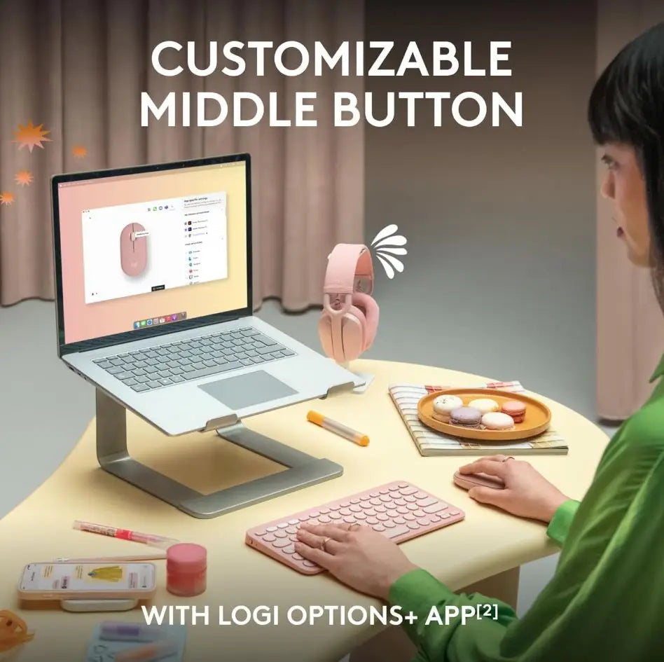 Logitech Pebble M350s Slim Bluetooth Wireless Mouse - Tonal Rose