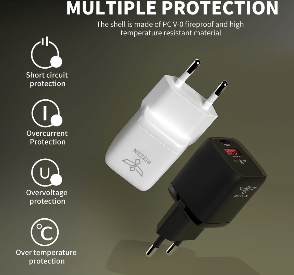 Rizzen Dual Rapid Wall Charger 33W - Black