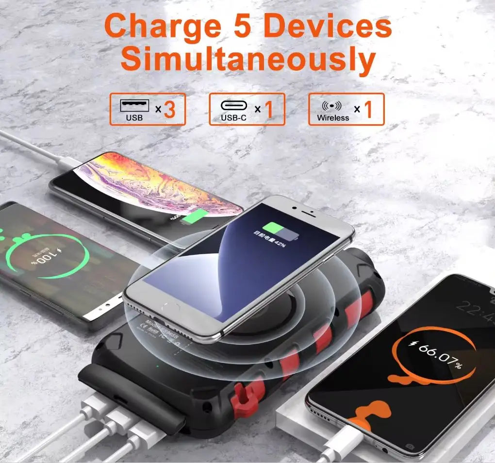 Rugged SA 20,000mAh Wireless Charging Solar Powerbank