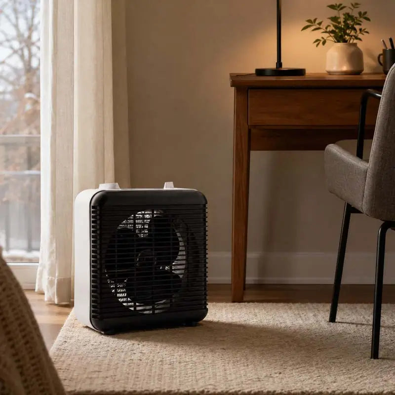 Elektra Square 2000W Fan Heater with Adjustable Thermostat - White