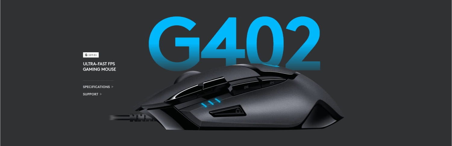 Logitech G402 Hyperion Fury FPS Wired Gaming Mouse - Black