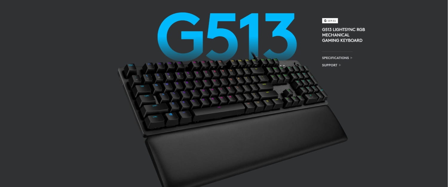 Logitech G513 Lightsync Carbon RGB Mechanical Gaming Keyboard GX Blue (Clicky) - Carbon