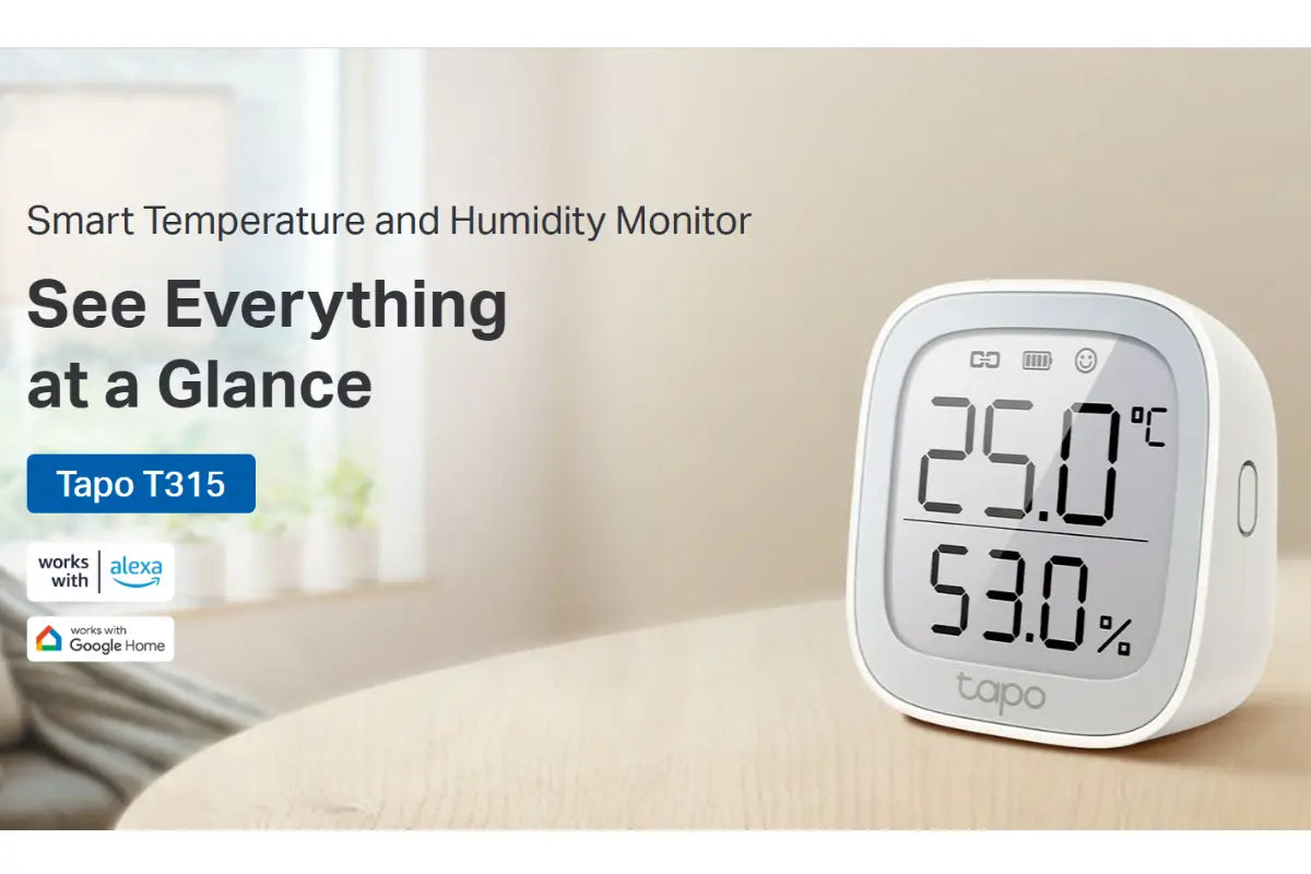 TP-Link Tapo T315 Smart 868mhz Temperature & Humidity Monitor - White