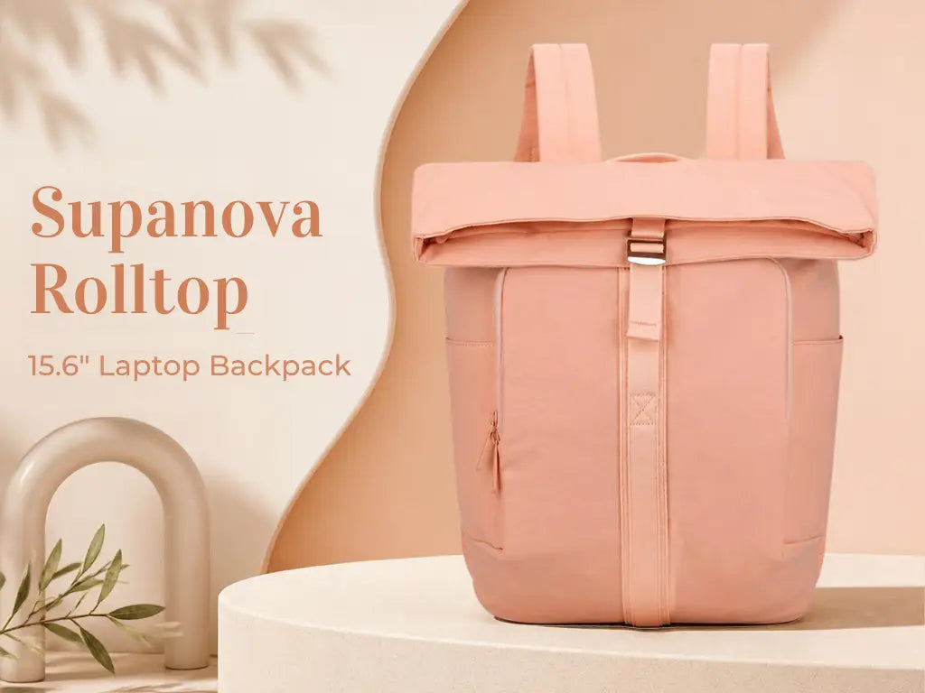 Supanova Rolltop 15.6’’ Laptop Backpack Peach