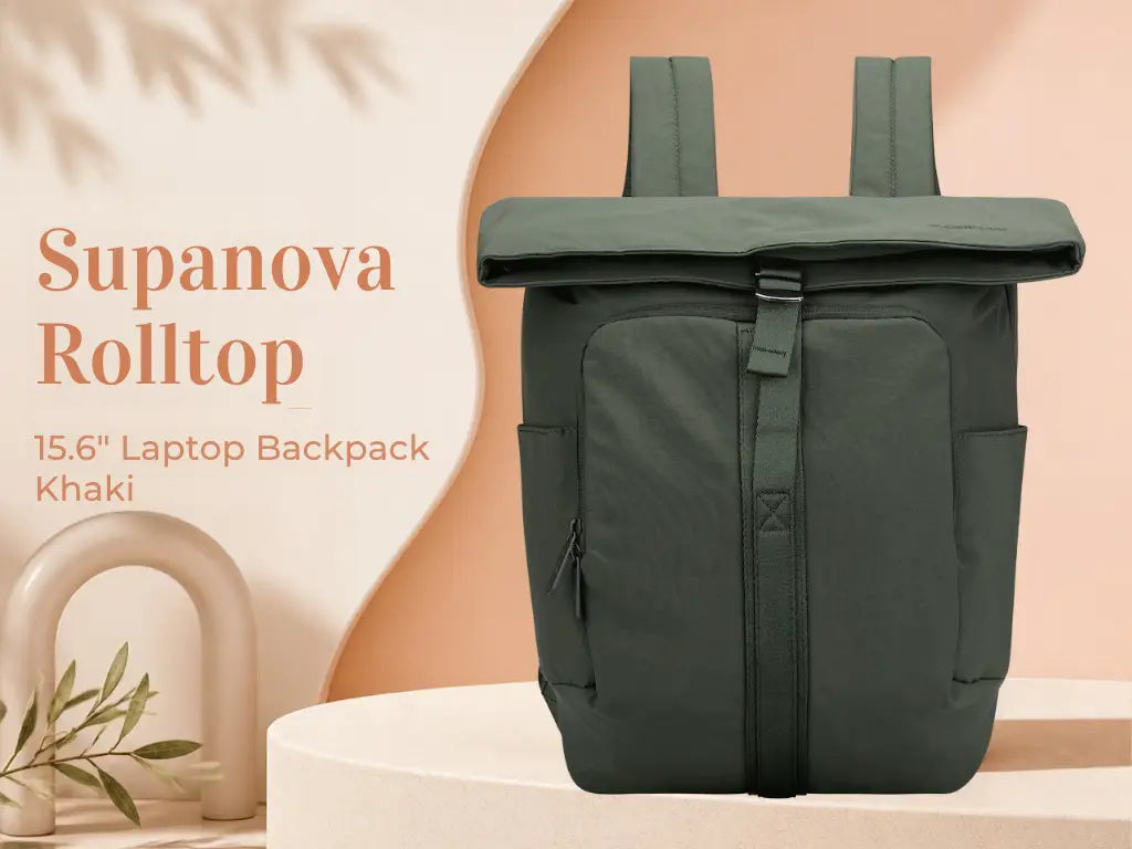Supanova Rolltop 15.6’’ Laptop Backpack Khaki