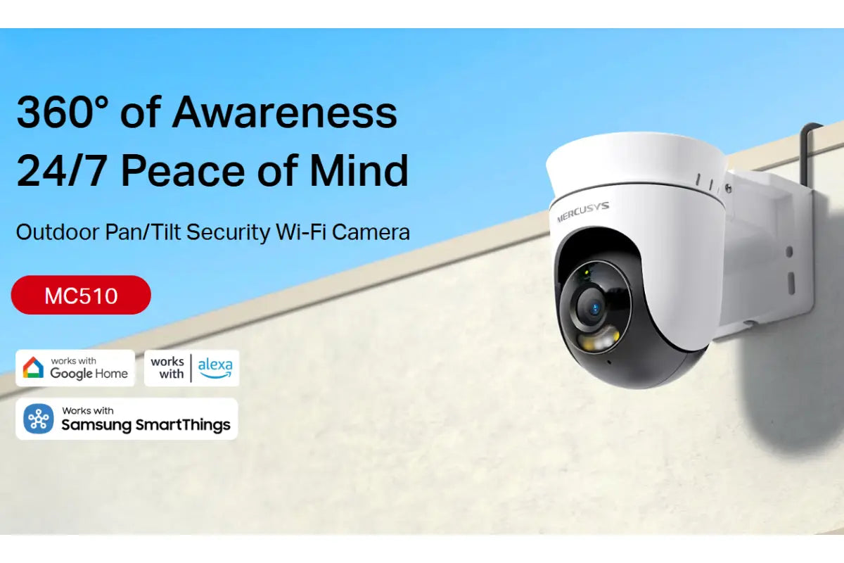 TP-Link Mercusys Outdoor Pan/Tilt Security Wi-Fi Camera - White
