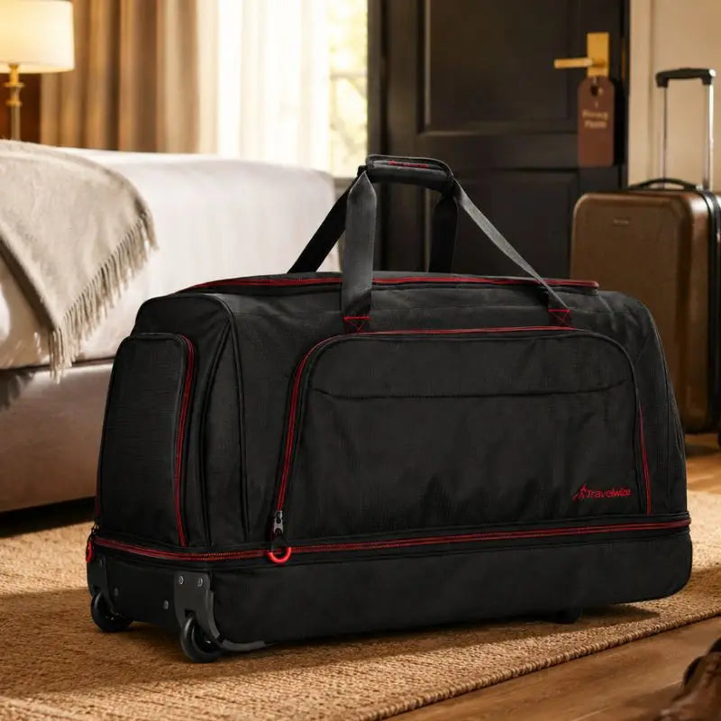 Travelwize Asteroid Trolley Duffle Bag - Black/Red