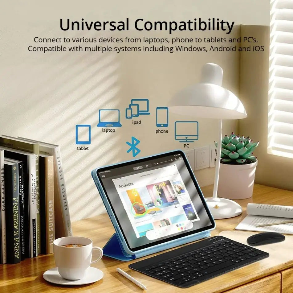 Universal 10″ Rechargeable Wireless Keyboard & Mouse Combo