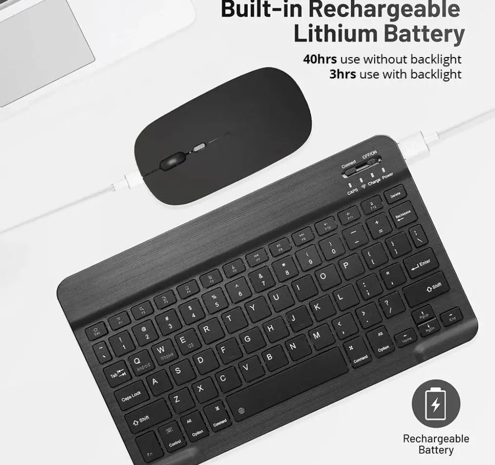 Universal 10″ Rechargeable Wireless Keyboard & Mouse Combo