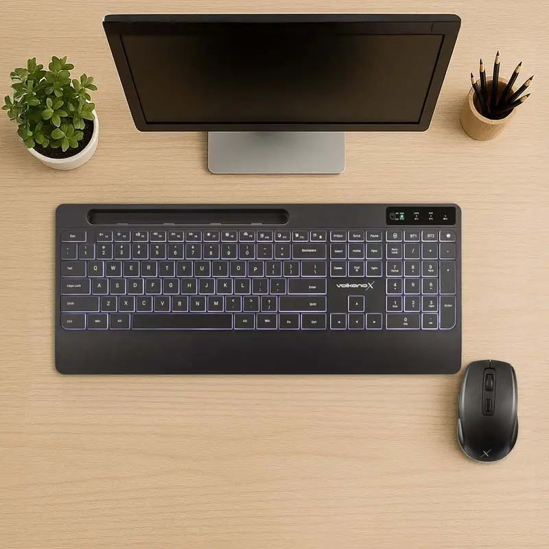 VolkanoX Gem Bluetooth Wireless Keyboard and Mouse - Black