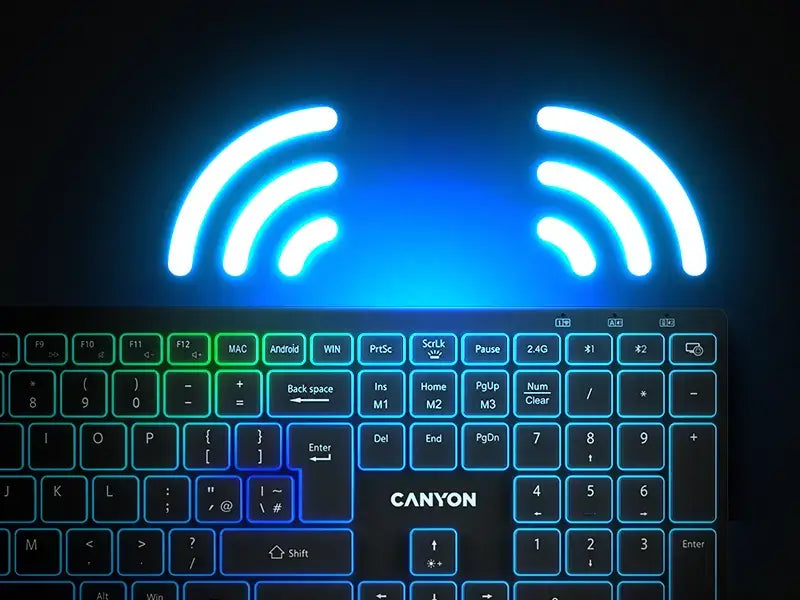 CANYON keyboard HKB-W11 UK/US RGB Dual Mode Wireless Black