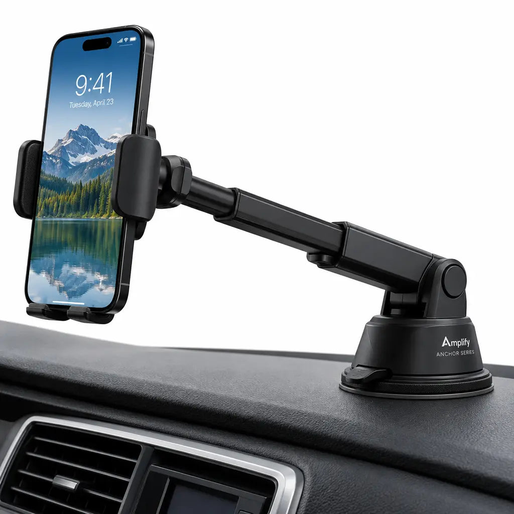 Amplify Anchor Series Extendable Car Dash Mount Phone Holder - Black