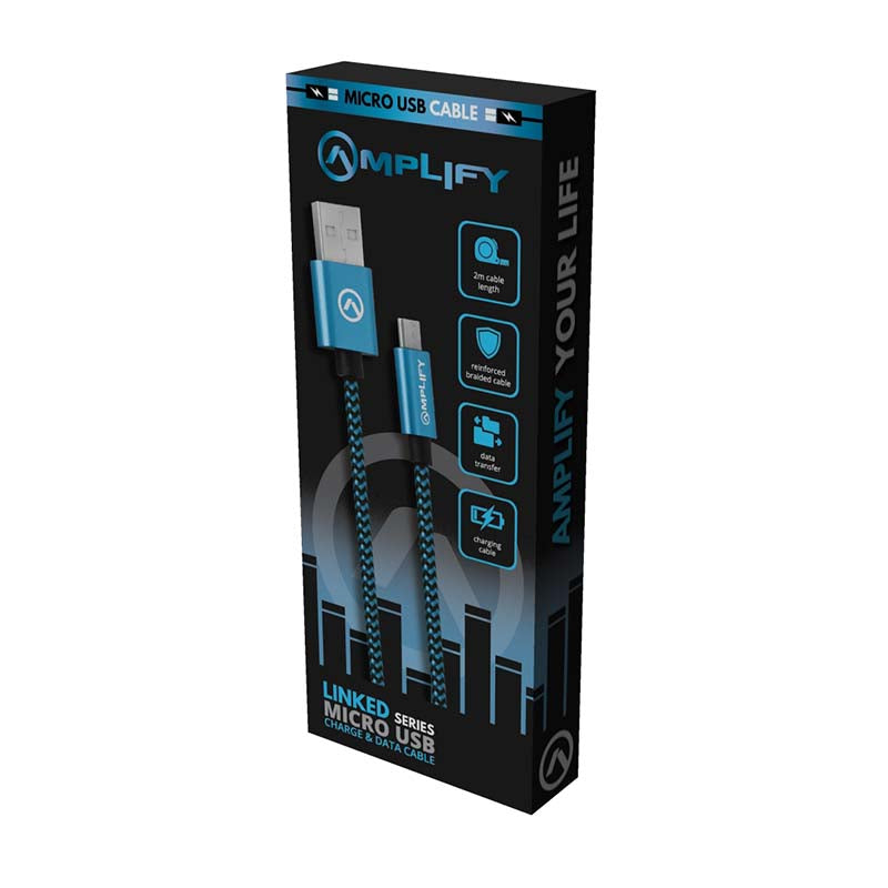 Amplify Braided Micro USB Cable - Black / Blue - Black / Blue