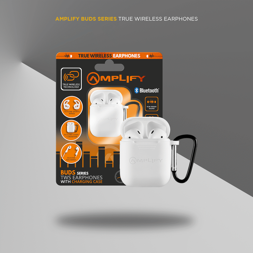 Amplify Buds Series True Wireless Earphones with Silicone Accessories - White - White - Audio