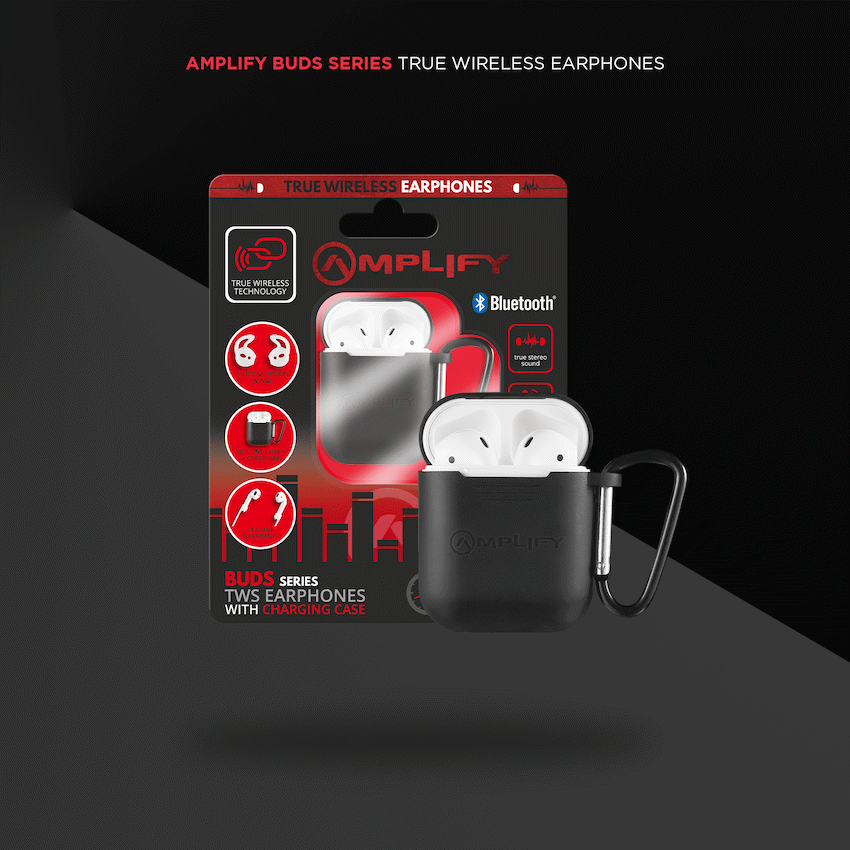 Amplify Buds Series True Wireless Earphones with Silicone Accessories - Black - Black - Audio