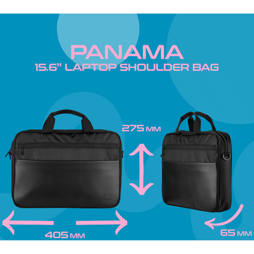 Amplify Panama 15.6’’ Laptop Shoulder Bag - Black - Black - Bags
