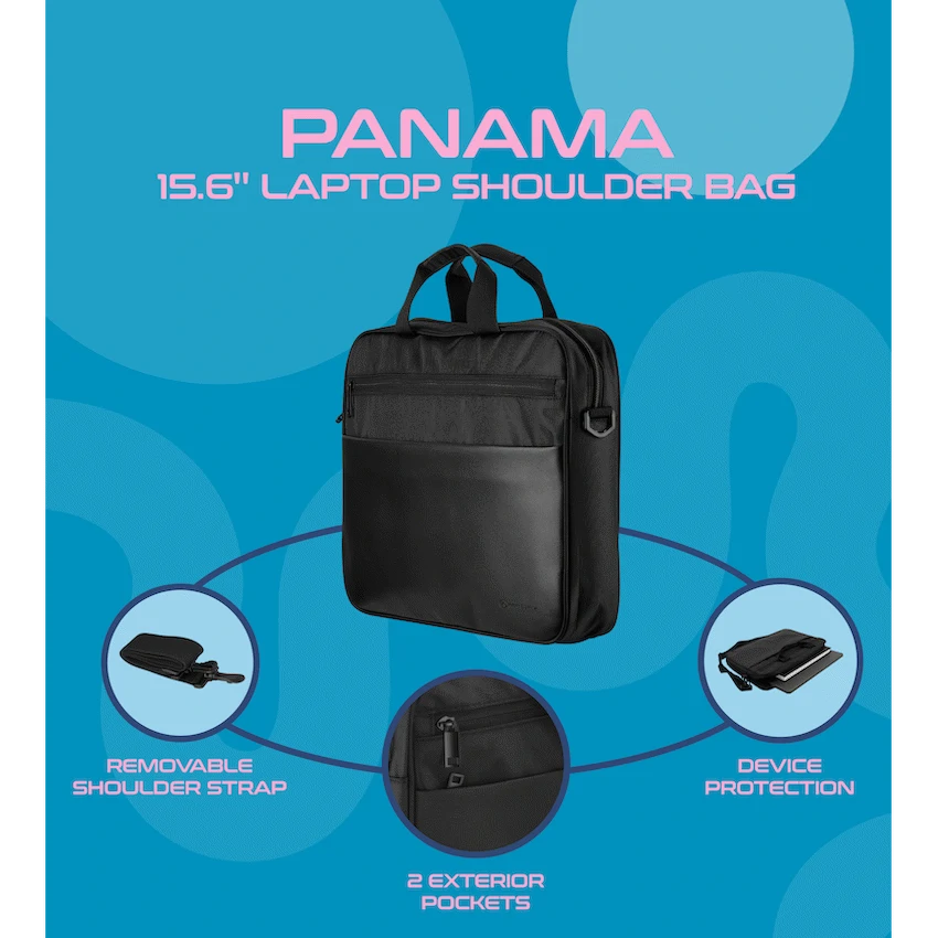 Amplify Panama 15.6’’ Laptop Shoulder Bag - Black - Black - Bags
