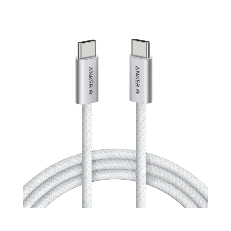 Anker USB C-USB C 1 Metre Fast Charging 240W Braided Cable â€“ White - White