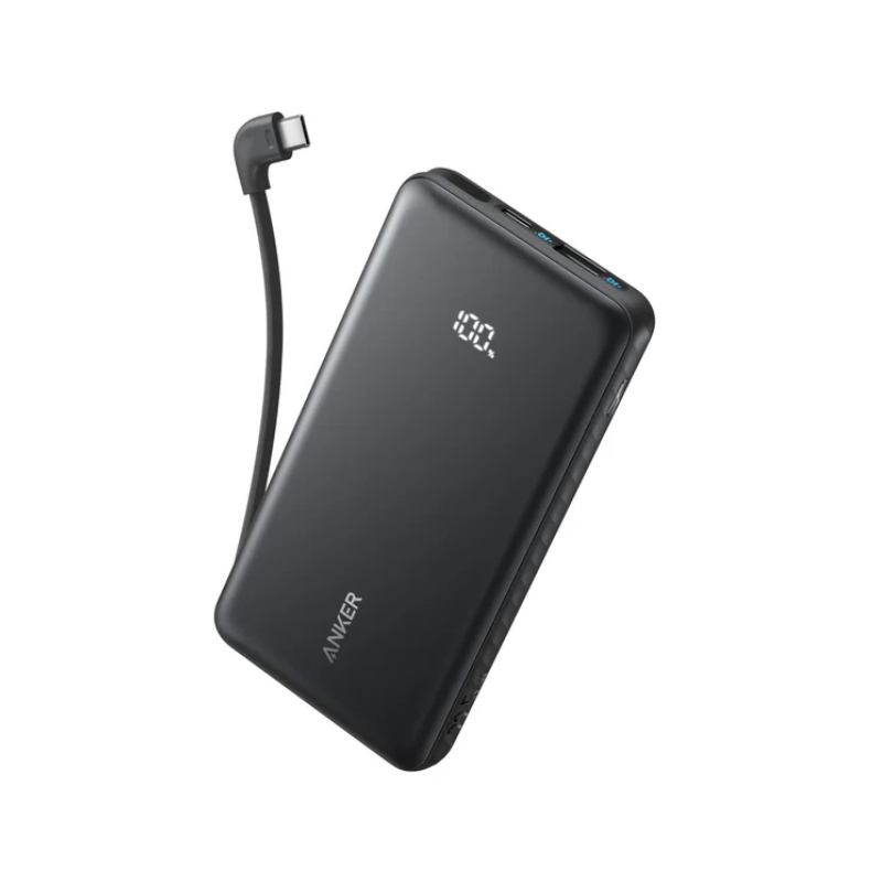 Anker Zolo Power Bank 10000mAh 22.5W With Built-In USB-C Cable & Soundcore K20i True Wireless Earbud Bundle - Black