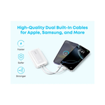 Anker Zolo Power Bank 10000mAh 35W With Dual Built-In USB-C Cables - White - White