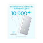 Anker Zolo Power Bank 20000mAh 22.5W With Built-in USB-C Cable - White - White