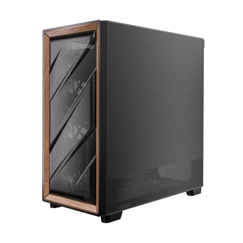 Antec FLUX ATX WOOD Mid Tower Gaming Chassis Black - Black