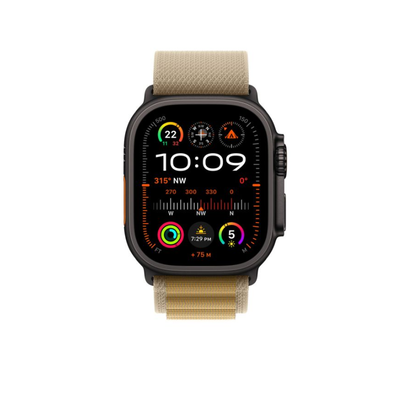 Apple 49mm Tan Alpine¬¨‚Ä†Loop Medium - Black Titanium Finish - Tan