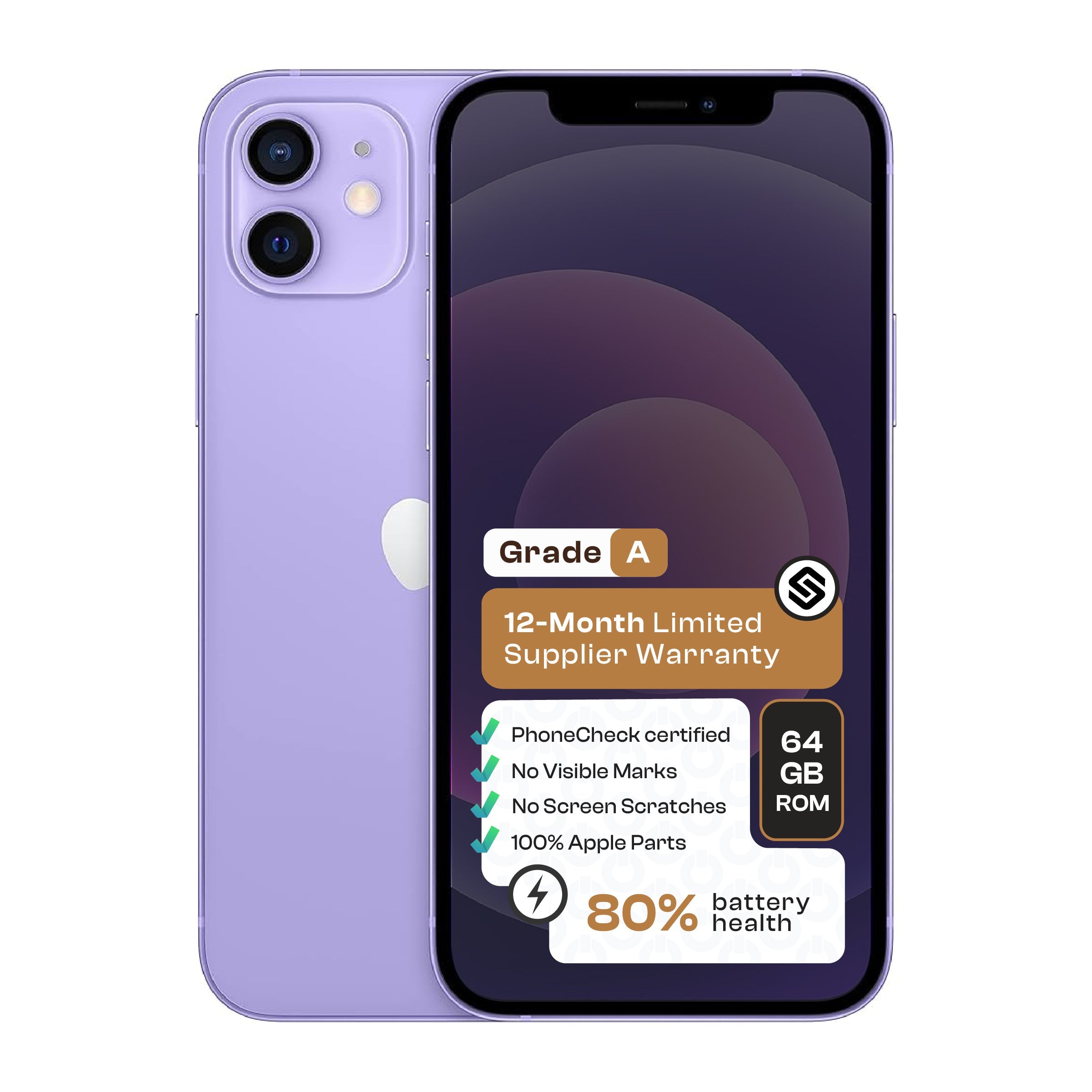 Apple iPhone 12 (CPO - Grade A)-Purple - Purple