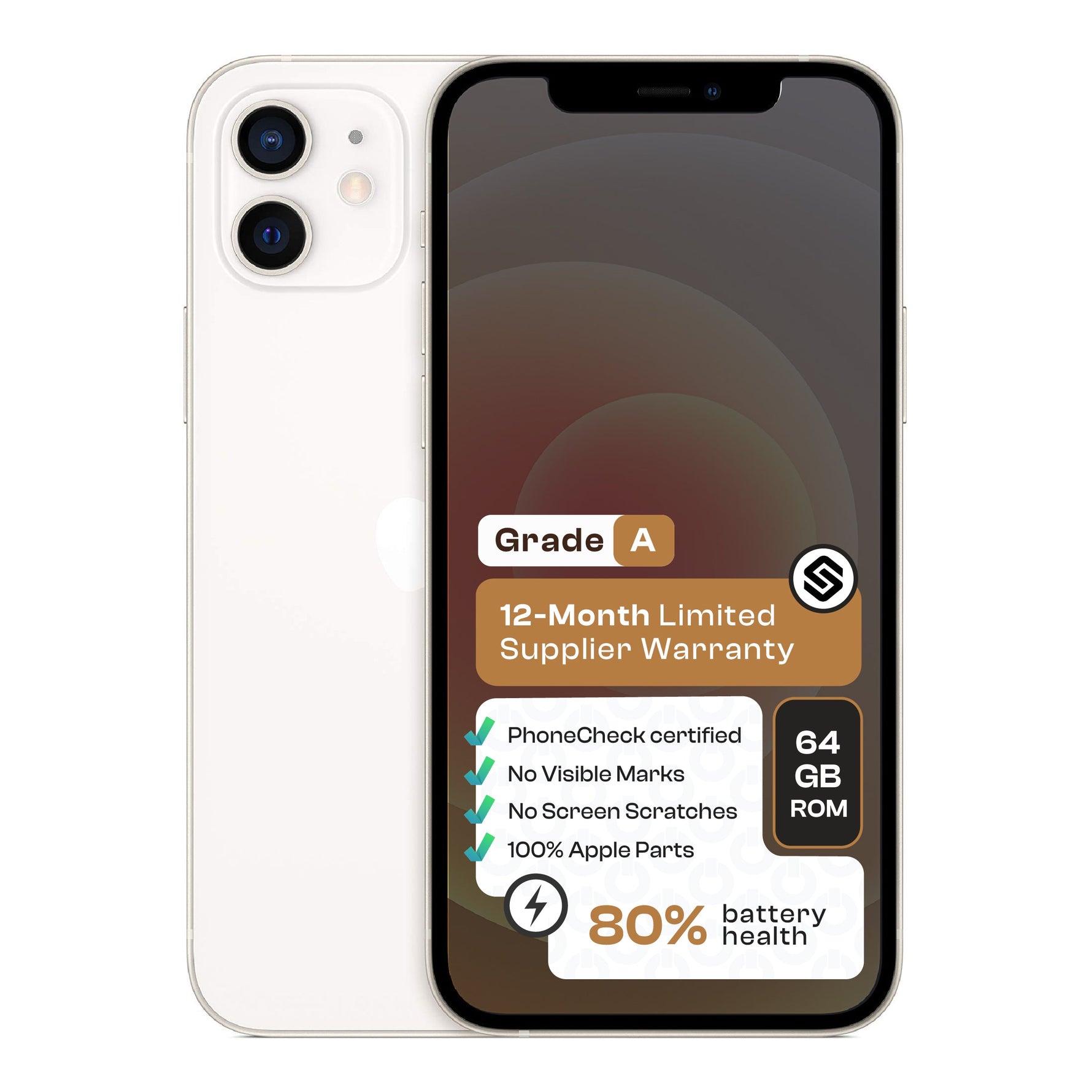 Apple iPhone 12 (CPO - Grade A)-White - White