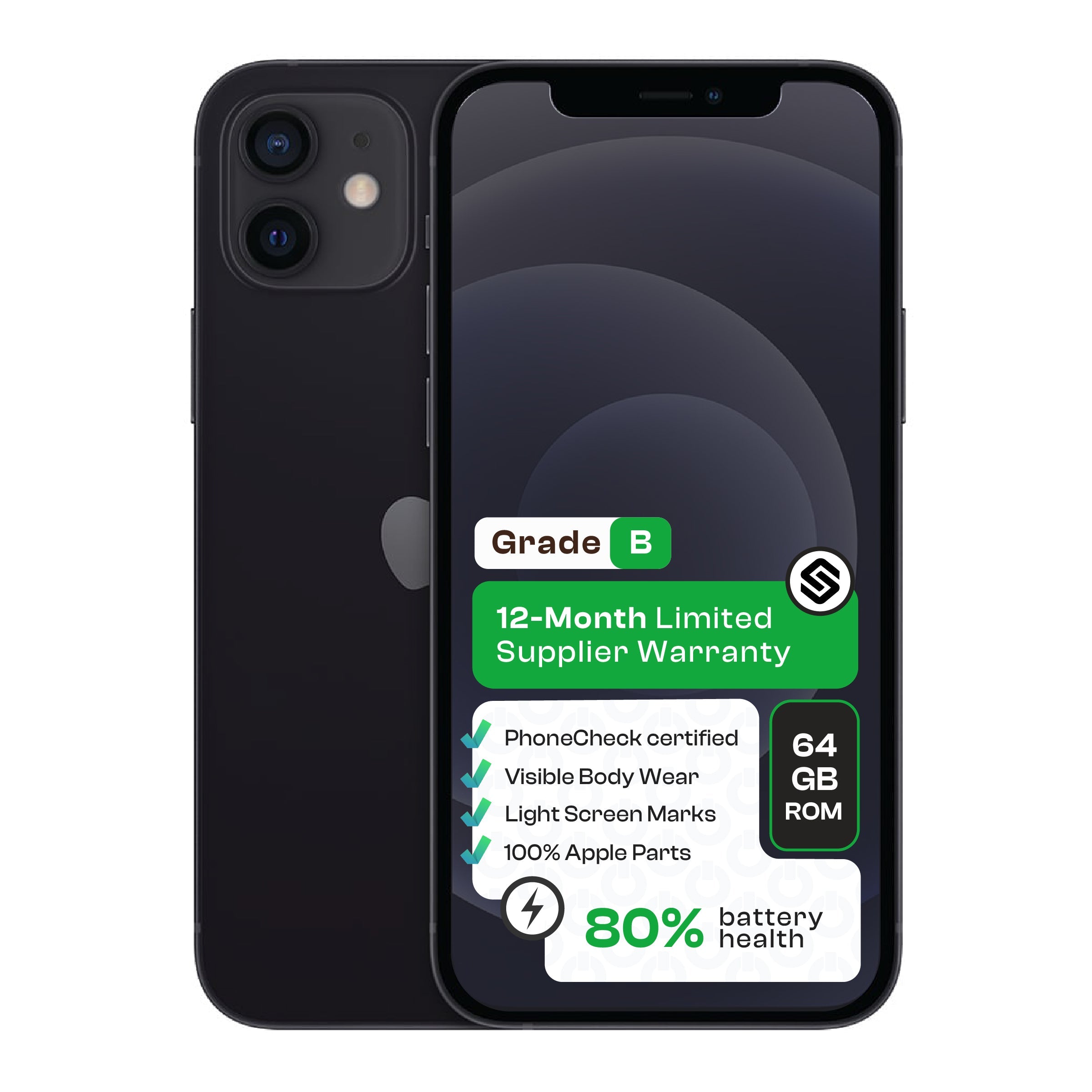 Apple iPhone 12 (CPO - Grade B)-Black - Black