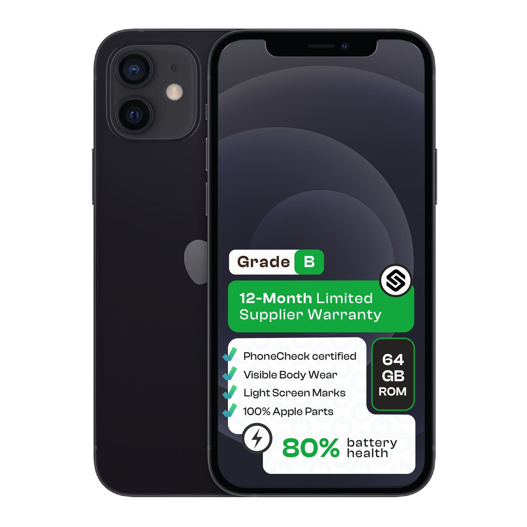 Apple iPhone 12 (CPO - Grade B)-Black - Black