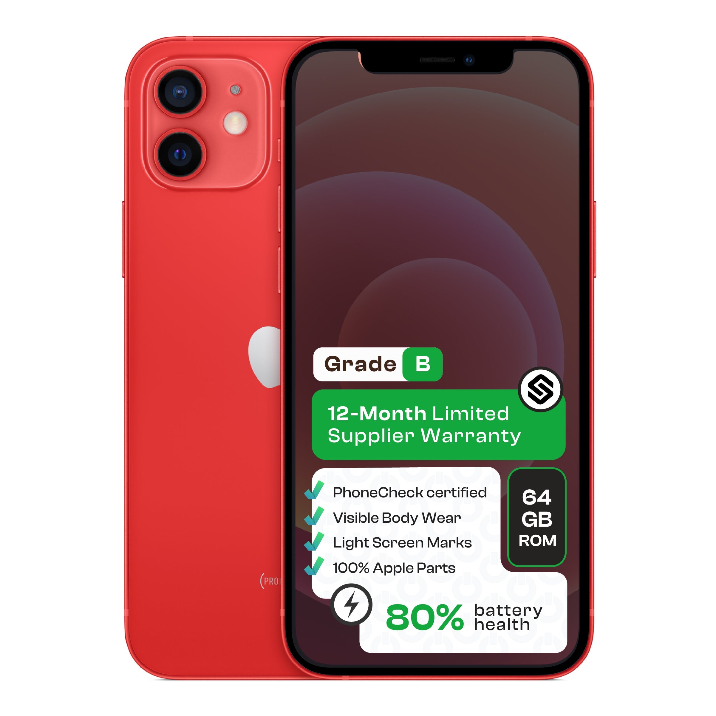 Apple iPhone 12 (CPO - Grade B)-Red - Red