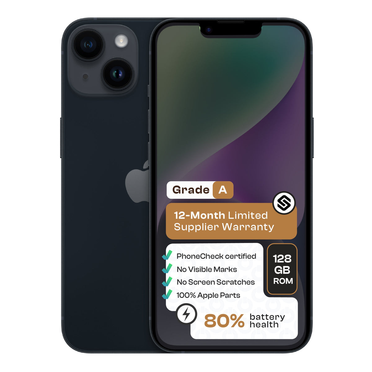 Apple iPhone 14 (CPO - Grade A) - Black - Black