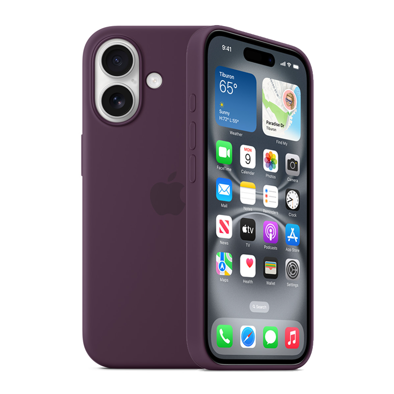 Apple iPhone¬¨‚Ä†16 Silicone Case with MagSafe - Plum - Red