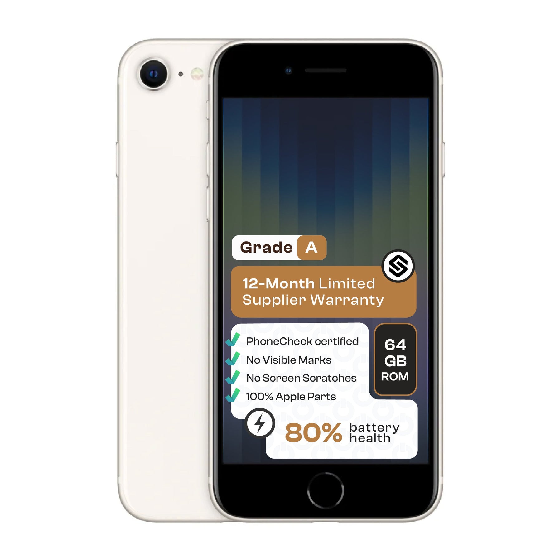 Apple iPhone SE 2022 3rd Gen (CPO - Grade A)-White - White