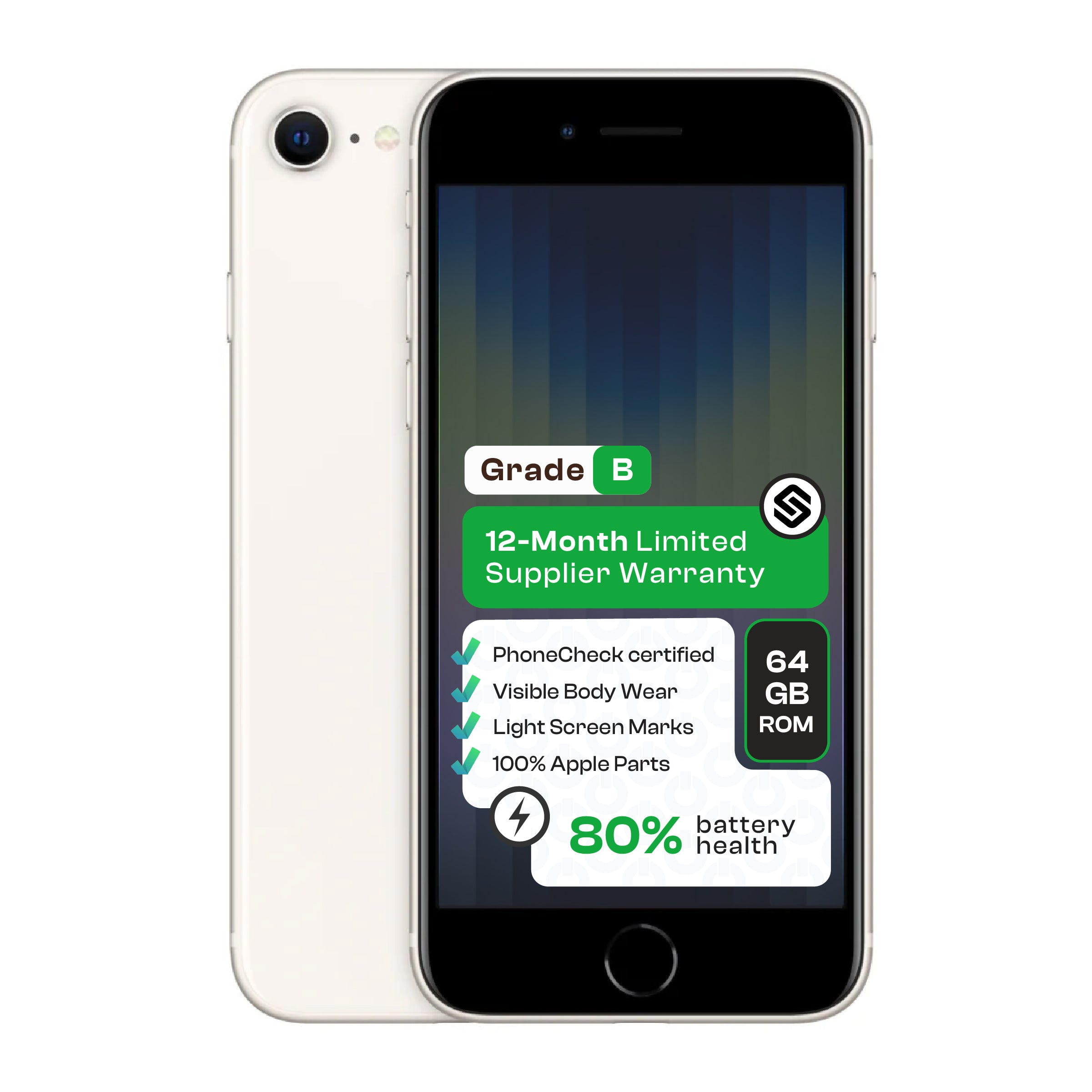 Apple iPhone SE 5G 2022 64GB (CPO - Grade B)-White - White