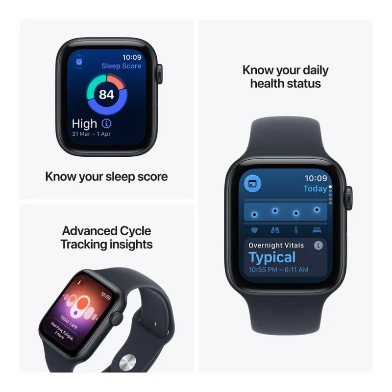 Apple Watch SE 3 GPS 40mm Midnight Aluminium Case with Navy Blue Sport Band - S/M