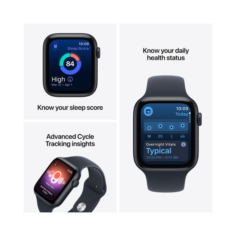 Apple Watch SE 3 GPS 44mm Midnight Aluminium Case with Navy Blue Sport Band - M/L