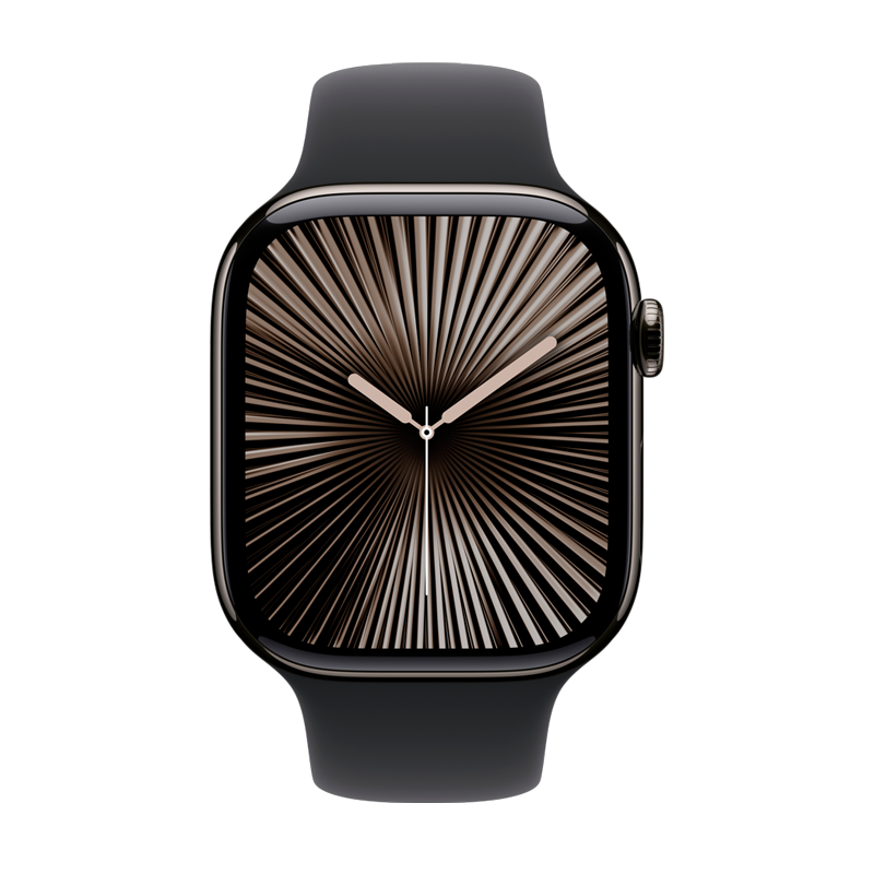 Apple Watch Series 10 GPS + Cellular 42mm Slate Titanium Case with Black Sport Band - S/M - Black