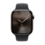 Apple Watch Series 10 GPS + Cellular 46mm Slate Titanium Case with Black Sport Band - S/M - Black