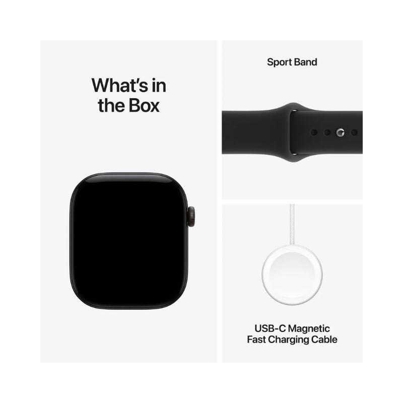 Apple Watch Series 12 GPS 46mm Black Aluminium Case with Black Sport Band - M/L - Black