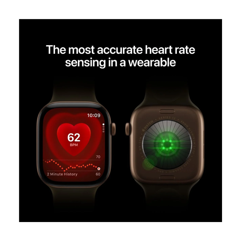 Apple Watch Series 12 GPS 46mm Dark Bronze Aluminium Case with Olive Sport Band - M/L - Olive