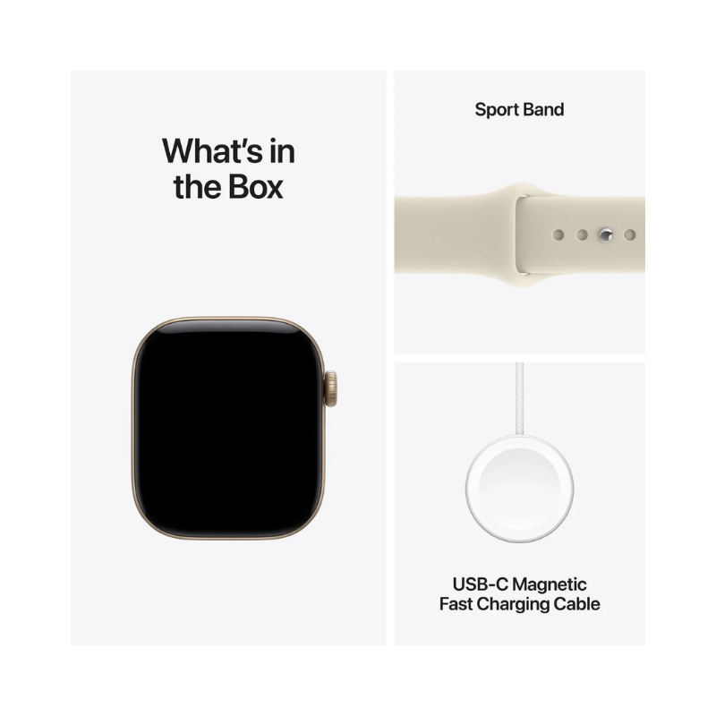 Apple Watch Series 12 GPS + Cellular 42mm Light Gold Aluminium Case with Sand Sport Band - S/M - Sand