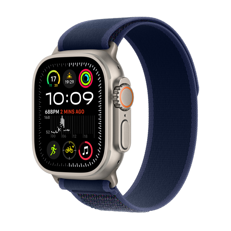 Apple Watch Ultra 2 GPS + Cellular 49mm Natural Titanium Case with Blue Trail Loop - S/M - Blue