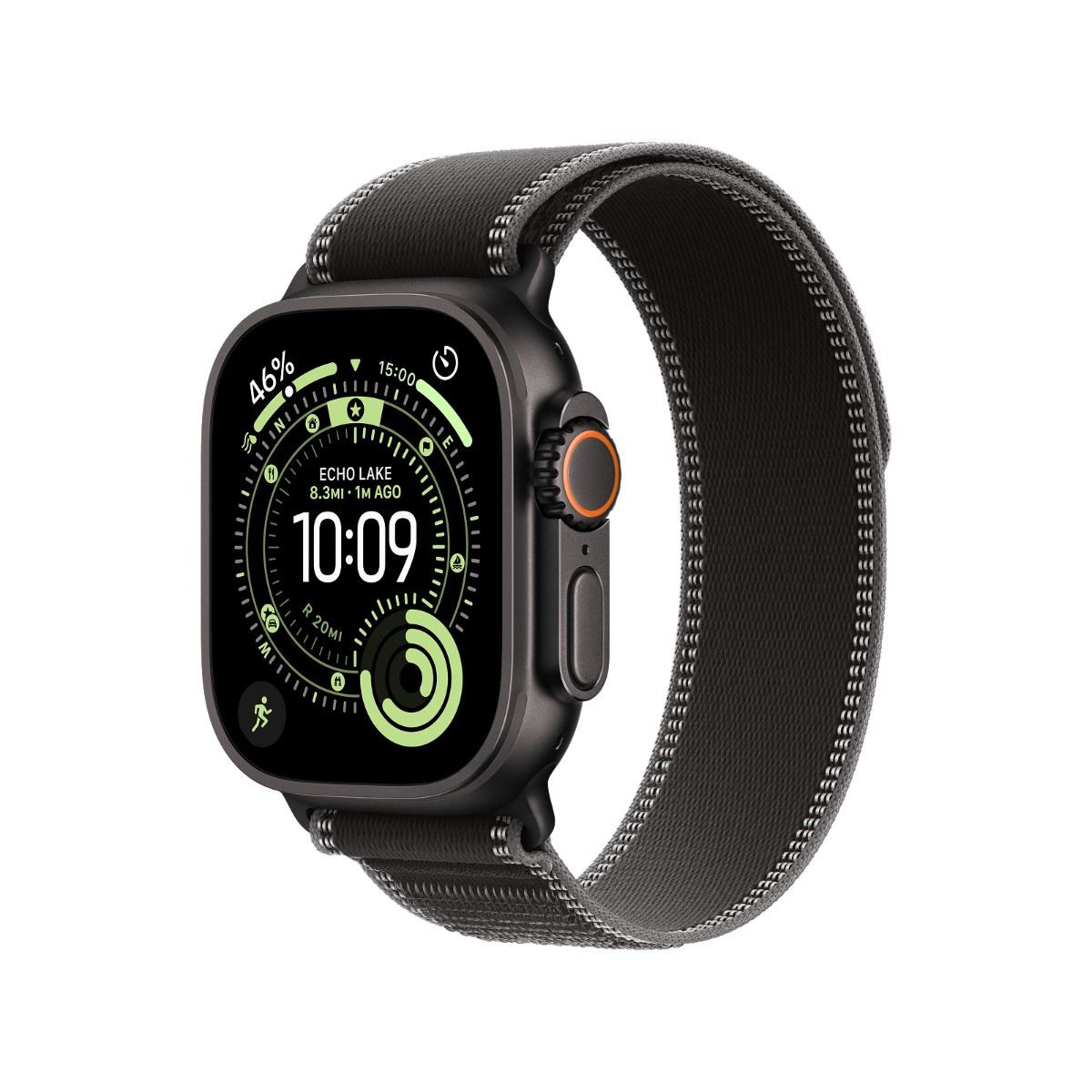 Apple Watch Ultra 3 GPS & Cellular 49mm Black Titanium Case with Black / Charcoal Trail Loop - Small / Medium (130
